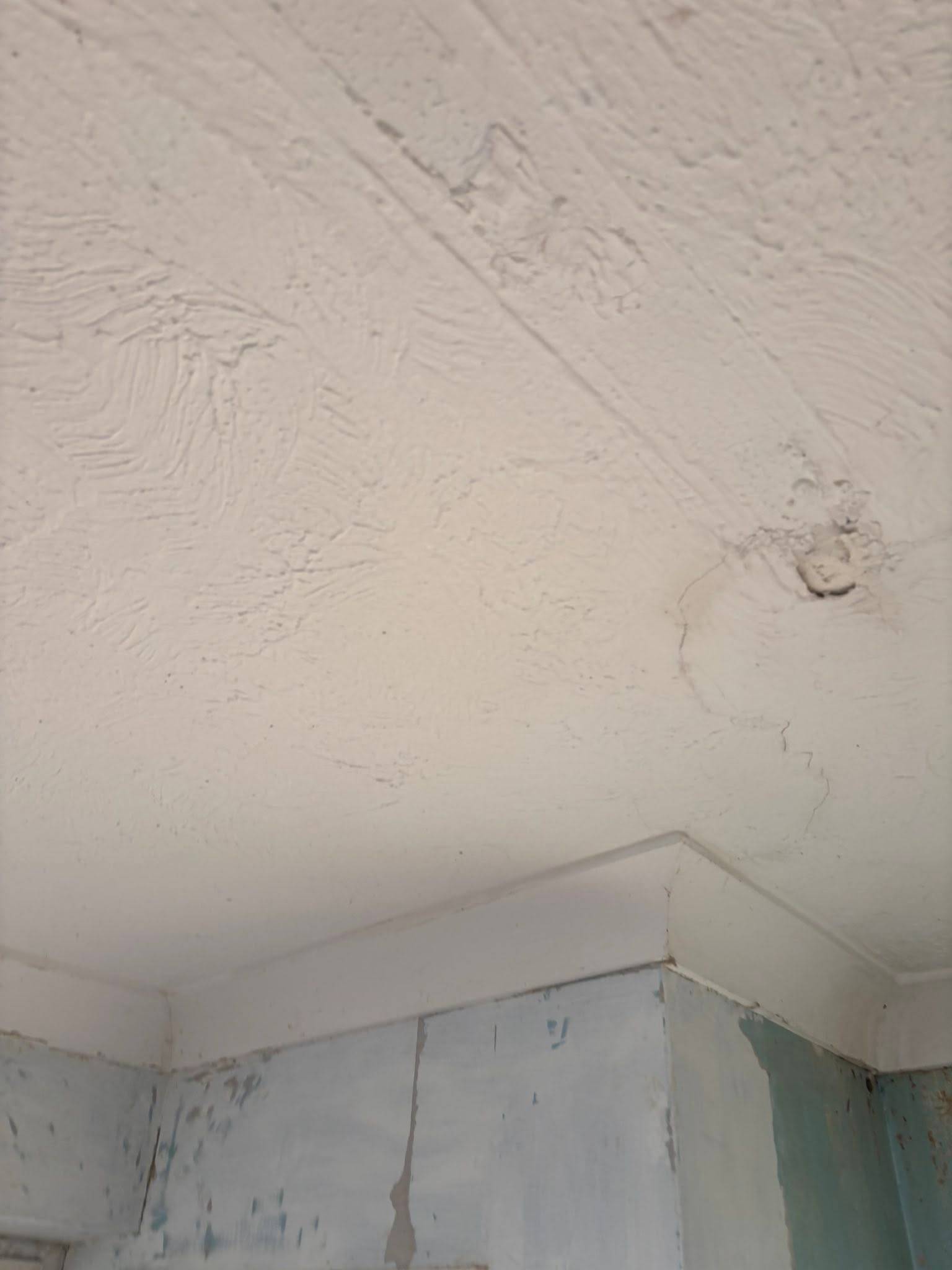 Swirled artex ceiling with coving